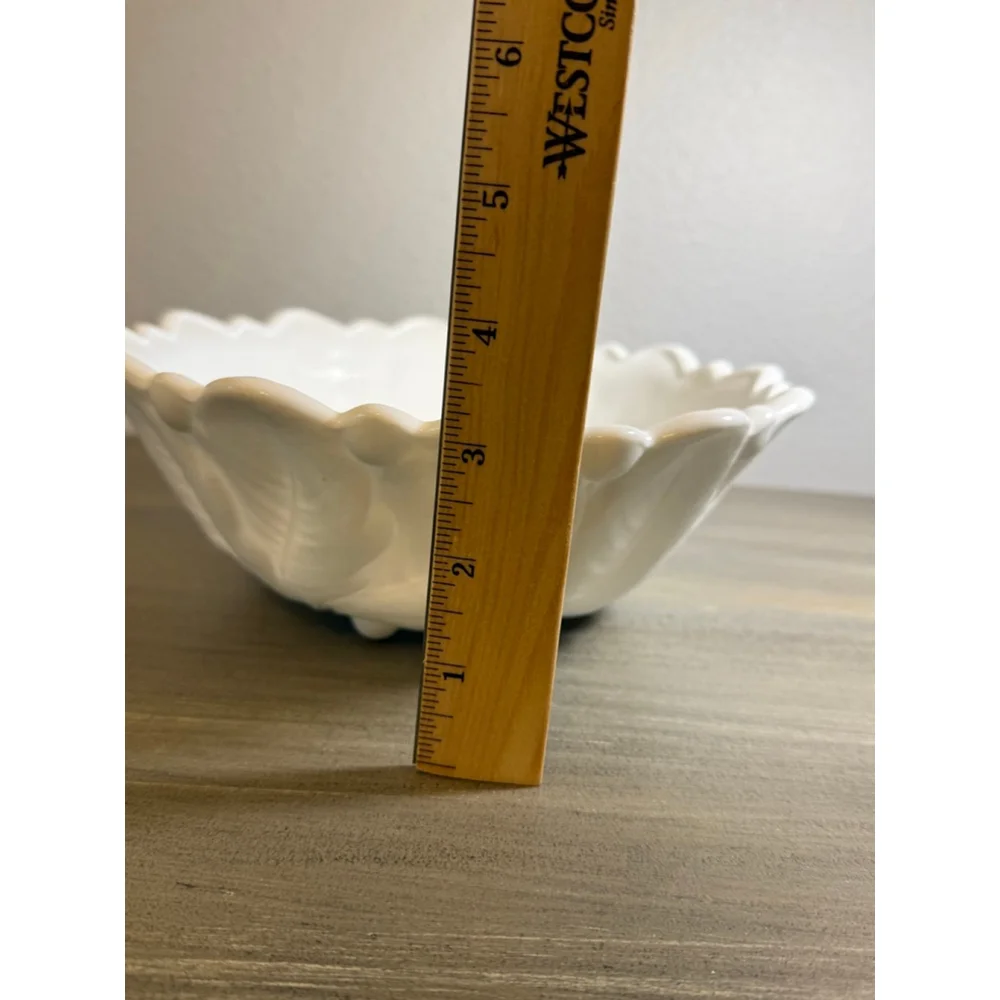 vintage Indiana Glass Wild Rose milk glass footed bowl Cottagecore